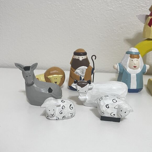 Vintage Midwest of Cannon Falls Wooden Christmas Nativity 16 Piece Set SCF - Picture 2 of 16